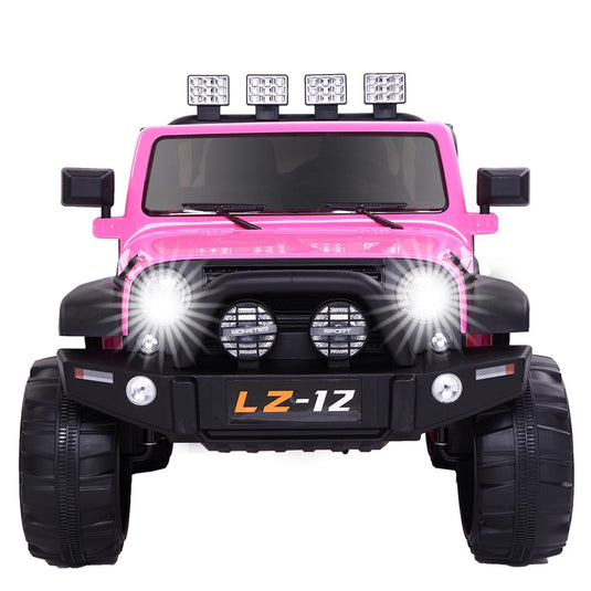 Premium Pink Kids Ride On Car with Seat Belt, Music, Lights, and Parental Remote Control