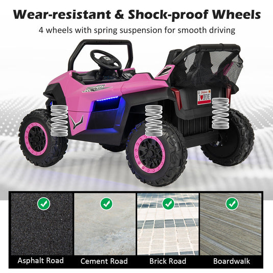 Premium Pink Ride-On Truck with Safety Belts and Lockable Doors - Supports up to 130 LBS