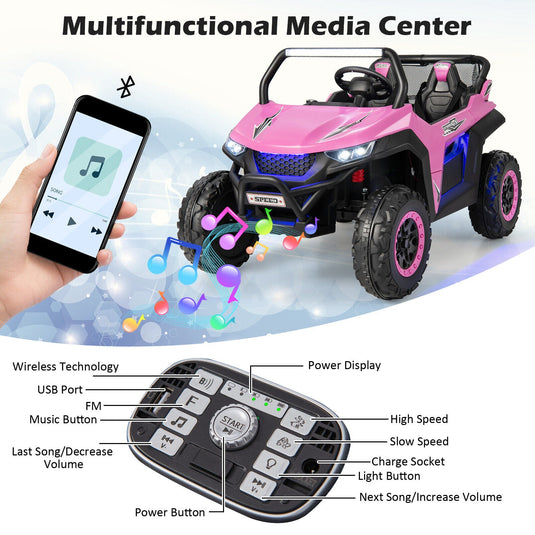 Premium Pink Ride-On Truck with Safety Belts and Lockable Doors - Supports up to 130 LBS