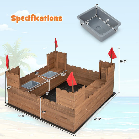 Load image into Gallery viewer, Premium Wooden Sandbox for Kids with Protective Liner and Fun Red Flags
