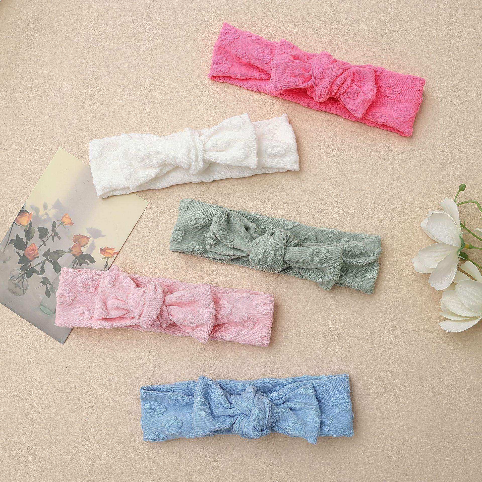 Elastic Baby Headband with Bow and Embroidered Flowers - Skoutley Outdoors LLC