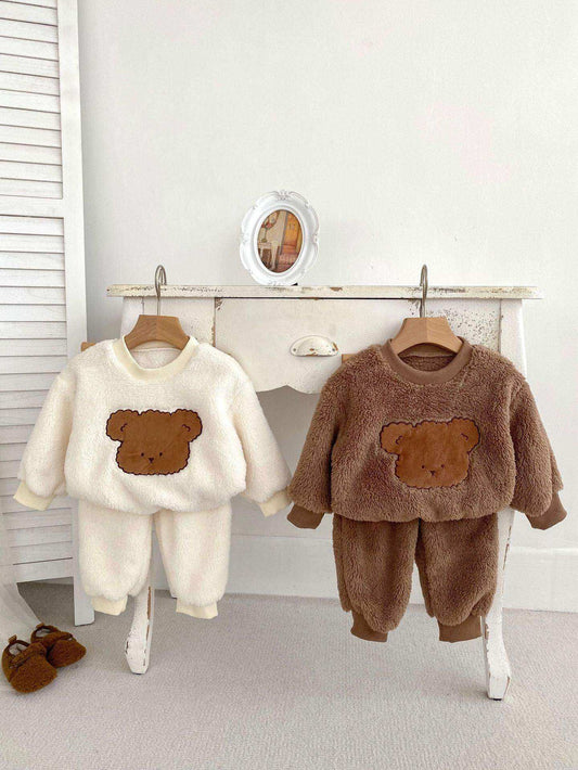 Winter Baby Thick Thermal Long Sleeve Teddy Bear Knitted Sweater And Pants Two Pieces Sets - Skoutley Outdoors LLC