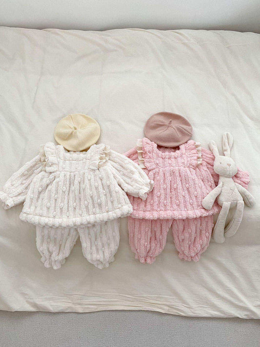 Winter Baby Girls Thick Thermal Long Sleeve Dress Design Sweater And Pants Two Pieces Sets - Skoutley Outdoors LLC