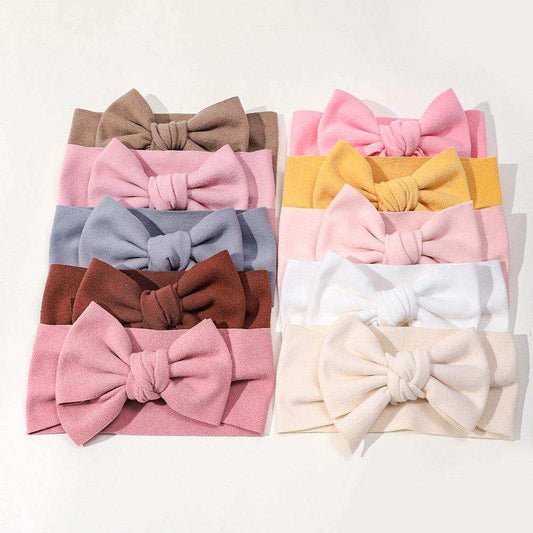 Elastic Baby Hairband with Solid Color Bow - Skoutley Outdoors LLC
