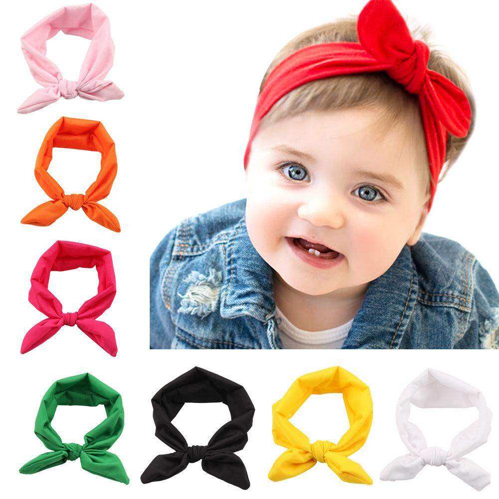 Newborn Baby Solid Color Bunny Ear Shape Elastic Headband - Skoutley Outdoors LLC