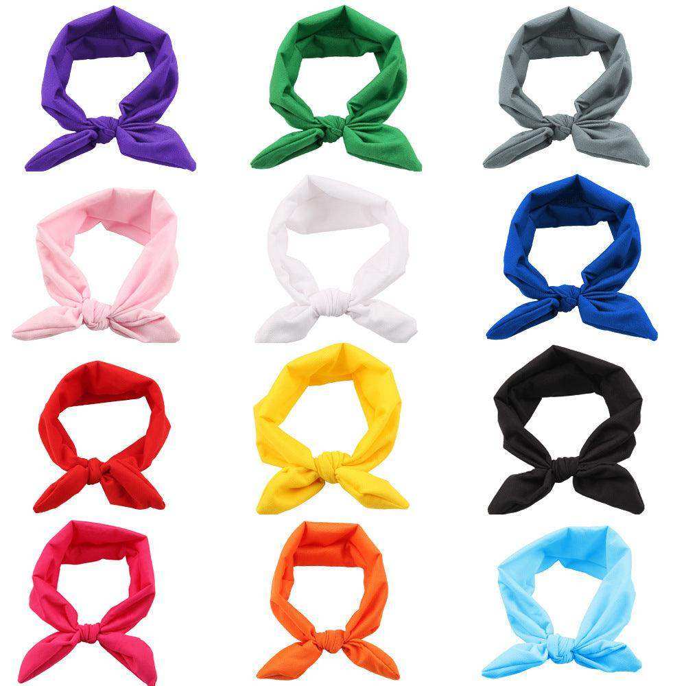 Newborn Baby Solid Color Bunny Ear Shape Elastic Headband - Skoutley Outdoors LLC