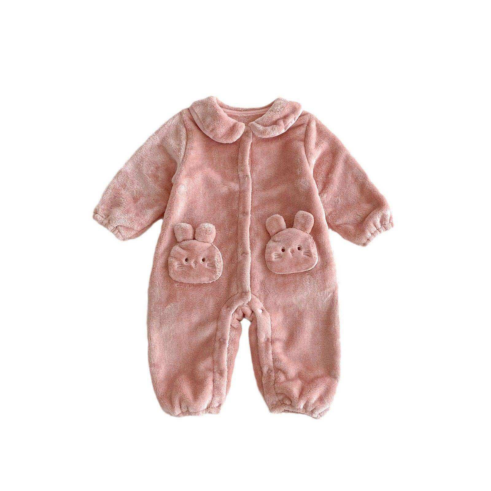 Winter New Arrival Baby Girls Cute Rabbits Pattern Warm Double-sided Fleece Rompers - Skoutley Outdoors LLC