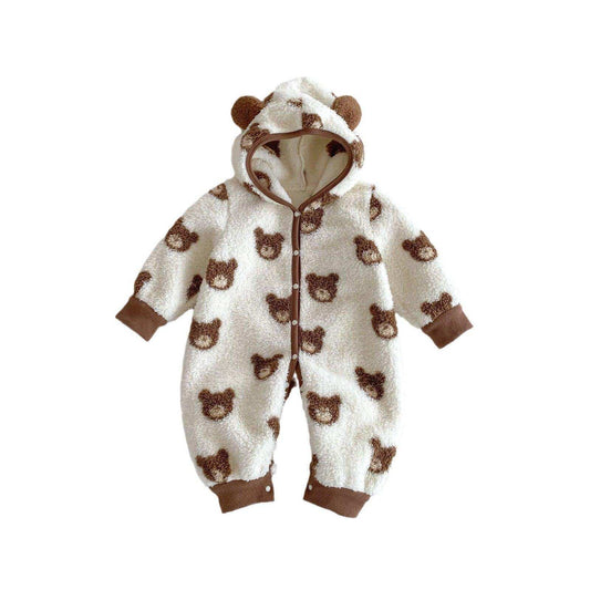 Winter New Arrival Baby Cute Teddy Hooded Design Warm Fleece Rompers - Skoutley Outdoors LLC
