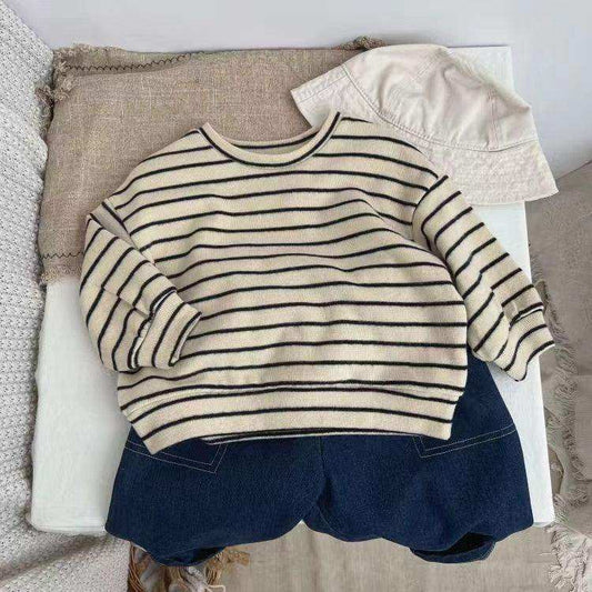 Baby Striped Pattern Puff Sleeve New Style Hoodie In Autumn - Skoutley Outdoors LLC