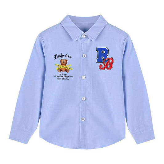 Baby Boy Bear And Slogan Pattern Lapel Design Cute Shirt - Skoutley Outdoors LLC