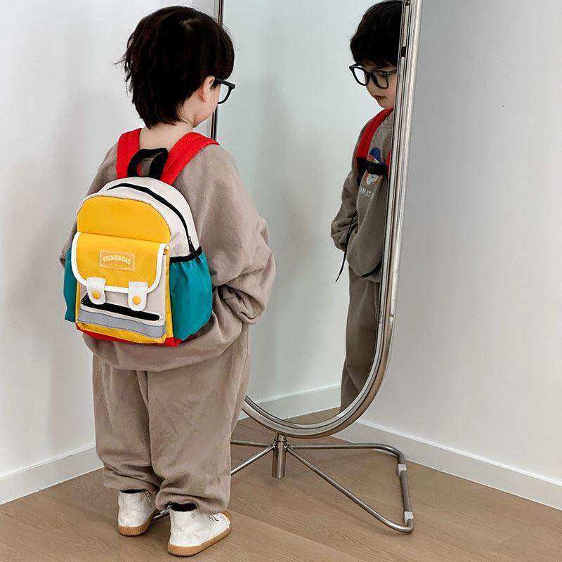 Preschool Children Lightweight Portable Spacious Color Patchwork Canvas Backpack - Skoutley Outdoors LLC