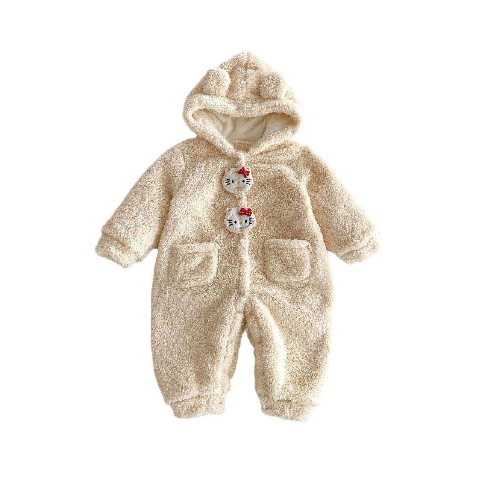 Winter New Arrival Baby Cute Teddy Hooded Design Warm Fleece Rompers - Skoutley Outdoors LLC