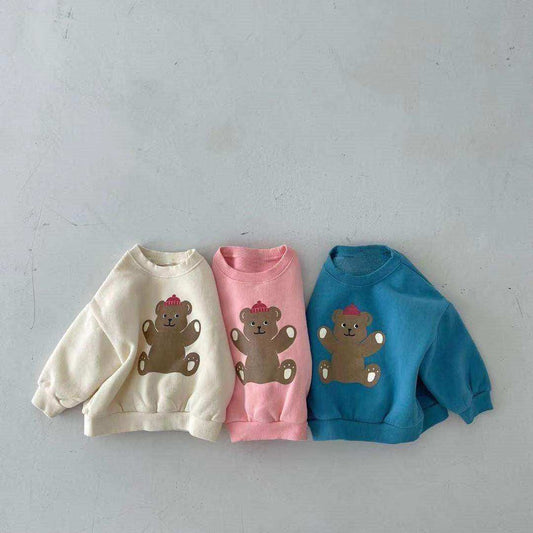 Baby Cartoon Bear Graphic Long Sleeves Cotton Casual Hoodies - Skoutley Outdoors LLC