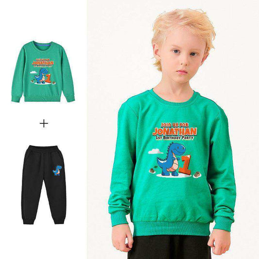 Baby Boy Cartoon Dinosaur Print Pattern Hoodie Combo Trousers Cotton 1 Pieces Sets - Skoutley Outdoors LLC