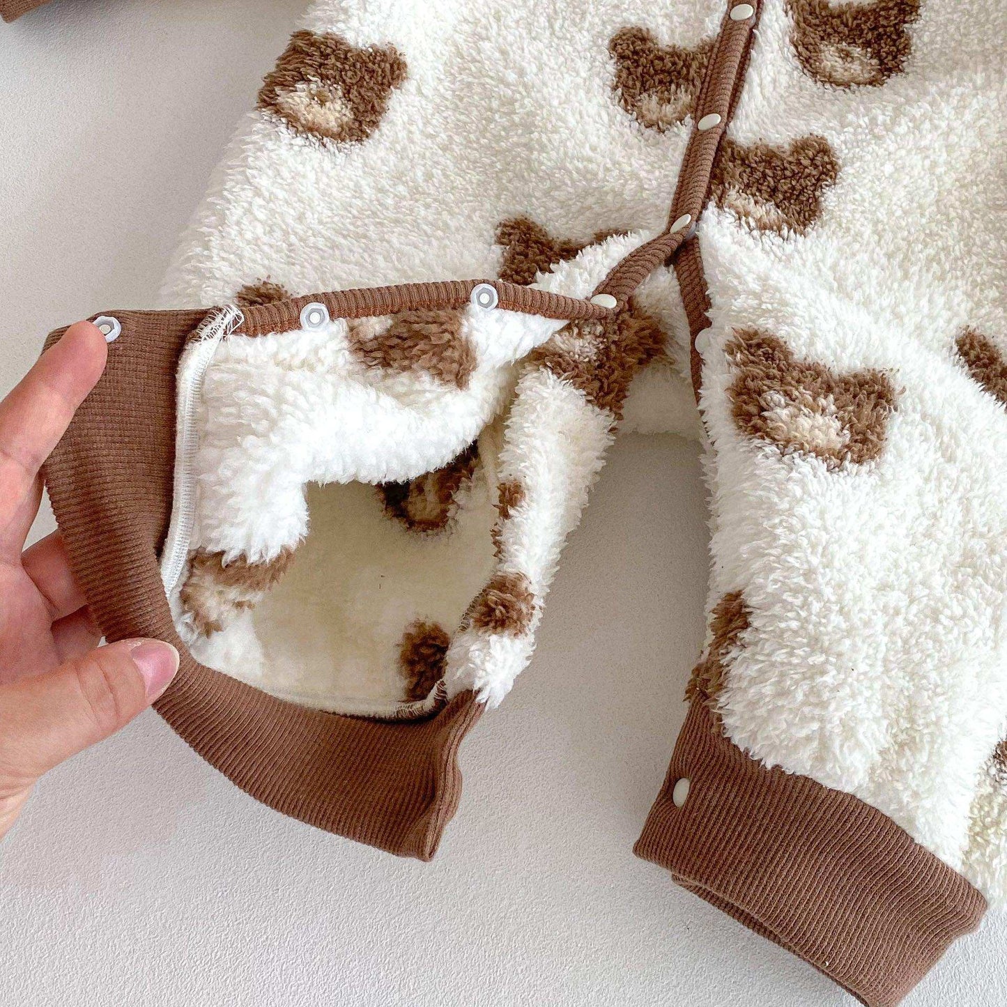 Winter New Arrival Baby Cute Teddy Hooded Design Warm Fleece Rompers - Skoutley Outdoors LLC