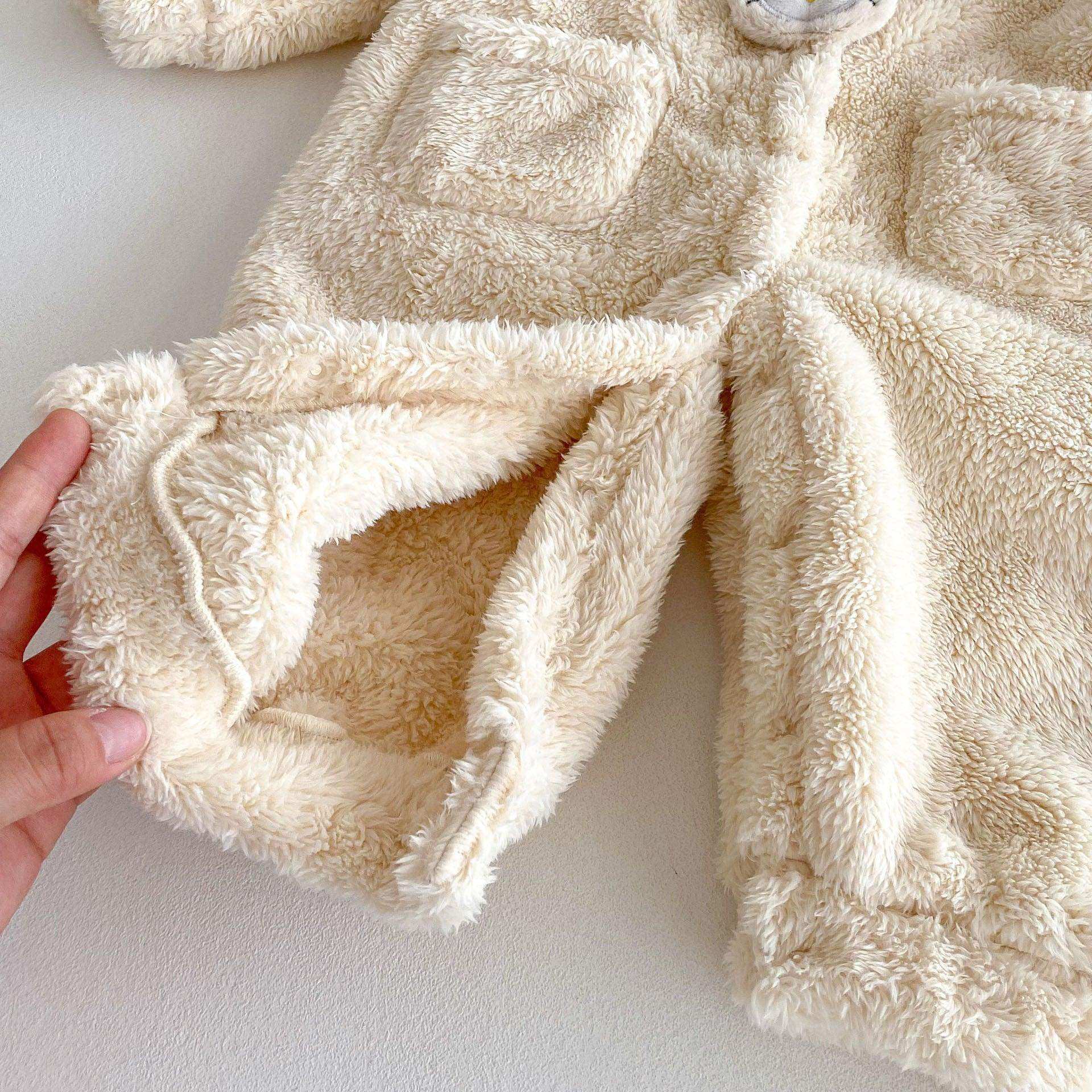 Winter New Arrival Baby Cute Teddy Hooded Design Warm Fleece Rompers - Skoutley Outdoors LLC