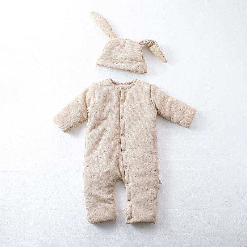 Winter Arrival Unisex Baby’s Padded Oatmeal-colored Long Rompers for Warmth - Skoutley Outdoors LLC