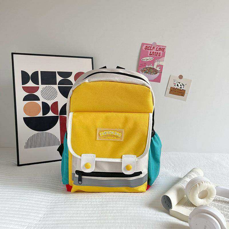 Preschool Children Lightweight Portable Spacious Color Patchwork Canvas Backpack - Skoutley Outdoors LLC
