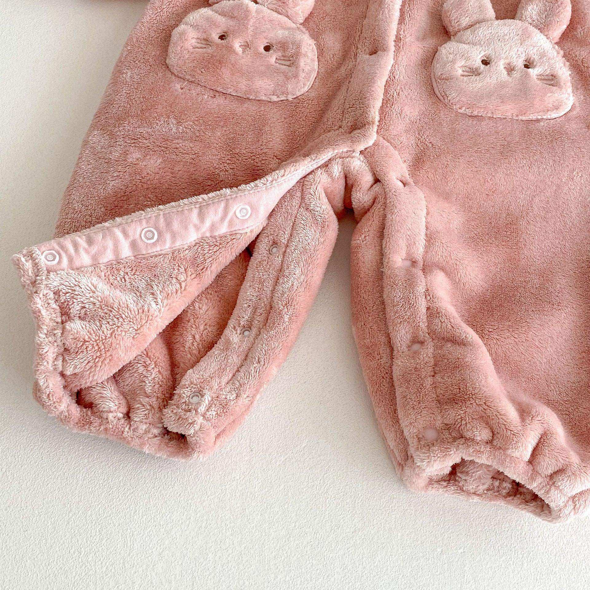 Winter New Arrival Baby Girls Cute Rabbits Pattern Warm Double-sided Fleece Rompers - Skoutley Outdoors LLC