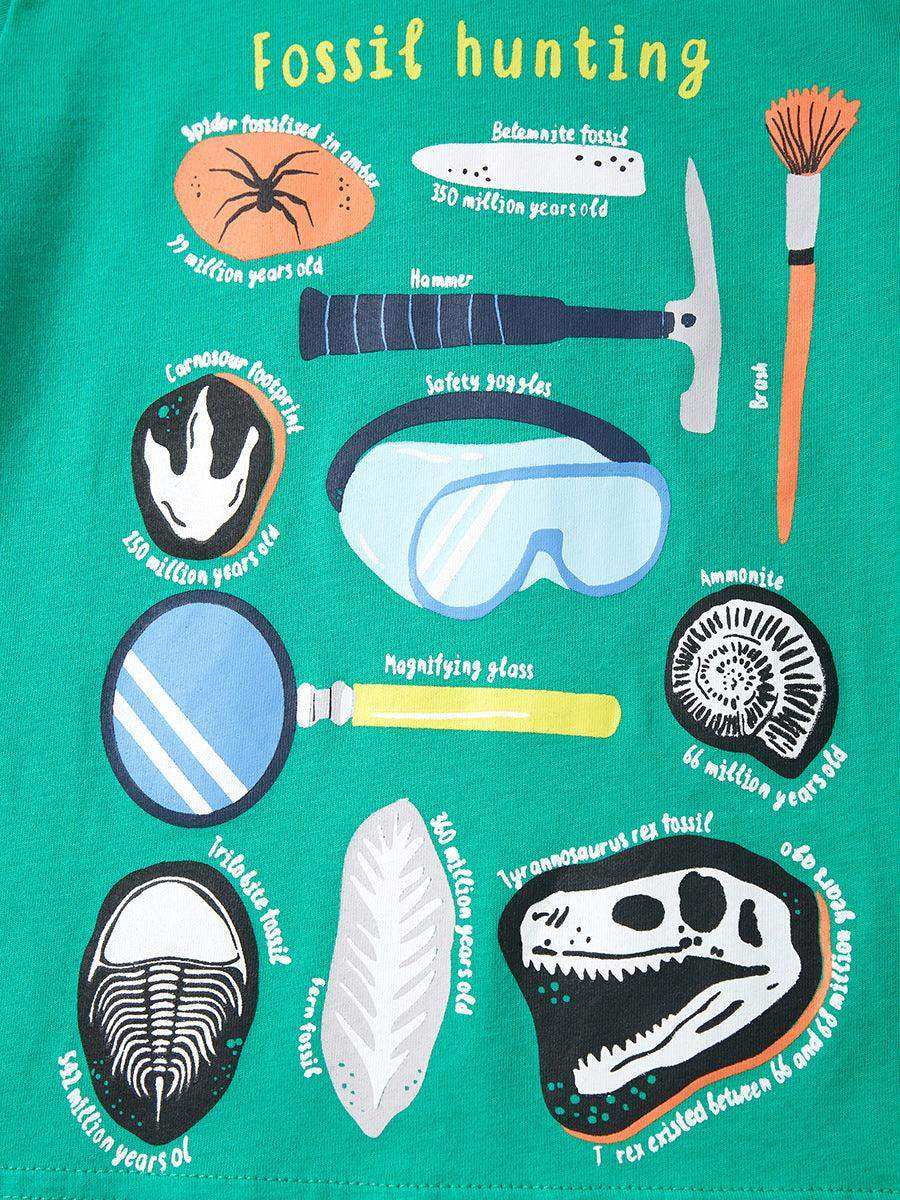 Round Neck Fossil Hunting Cartoon Boys’ T-Shirt In European And American Style For Summer - Skoutley Outdoors LLC