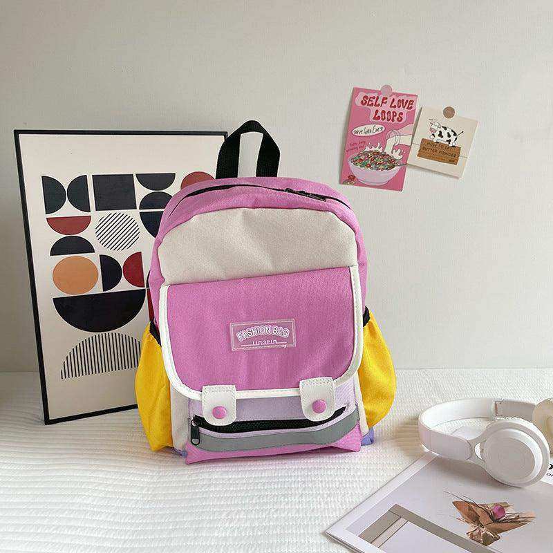 Preschool Children Lightweight Portable Spacious Color Patchwork Canvas Backpack - Skoutley Outdoors LLC