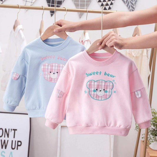 Baby Cartoon Bear Patched Graphic Kids Valentine’ Day Clothes Pullover Hoodies - Skoutley Outdoors LLC