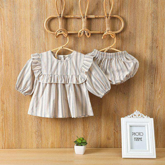 Baby Girl Striped Pattern Shirt Combo Shorts 1 Pieces Sets - Skoutley Outdoors LLC