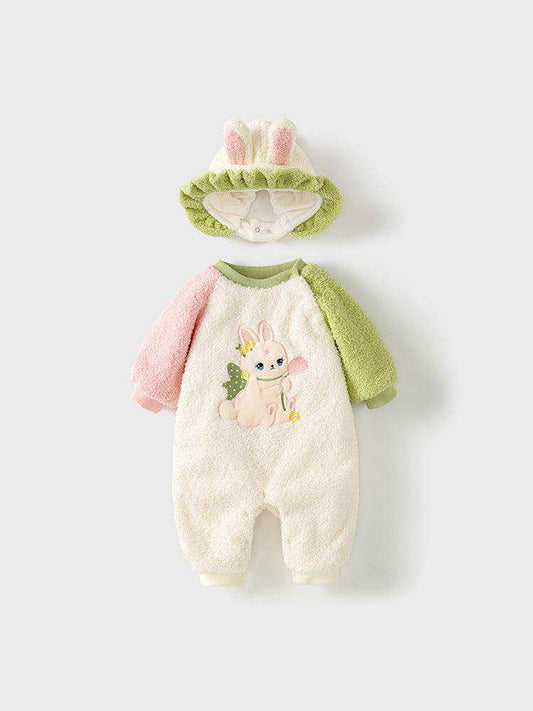 Winter Baby Girl Rabbit Cartoon Thick Home Clothes Romper - Skoutley Outdoors LLC