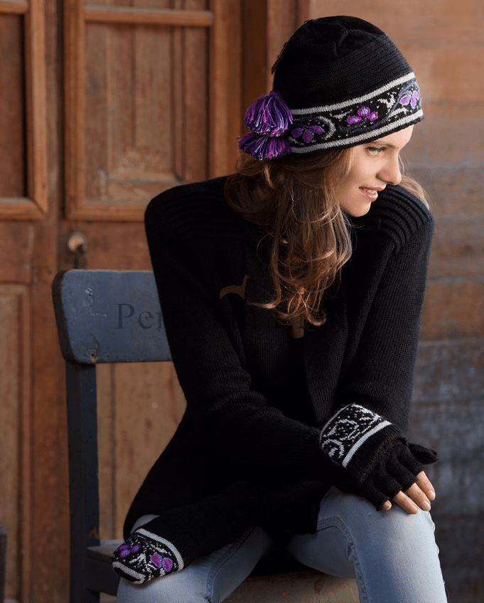 Load image into Gallery viewer, Purple Rain Hat &amp; Glitten Set

