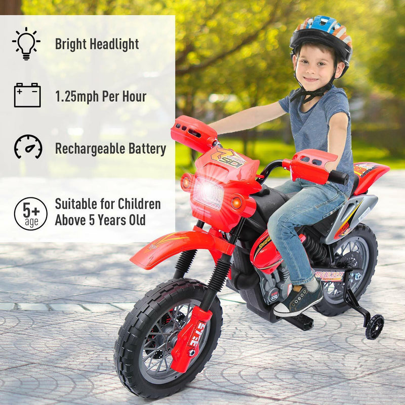 Load image into Gallery viewer, Qaba 6V Kids Electric Ride-On Motorcycle Dirt Bike with Trailer Toy
