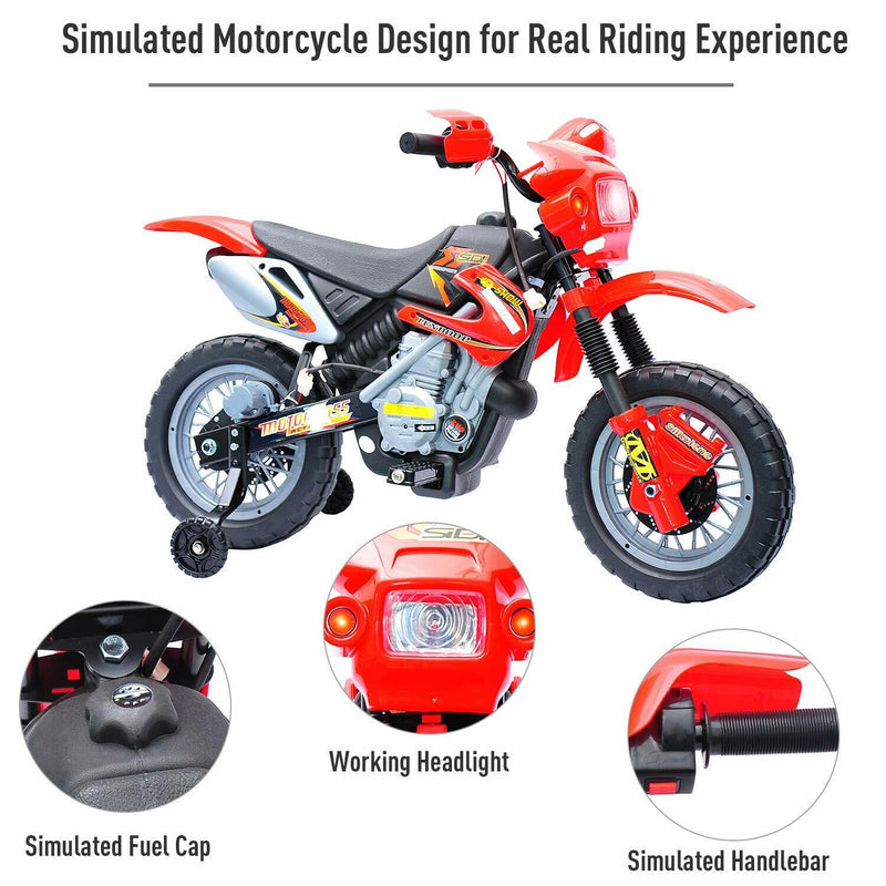 Load image into Gallery viewer, Qaba 6V Kids Electric Ride-On Motorcycle Dirt Bike with Trailer Toy
