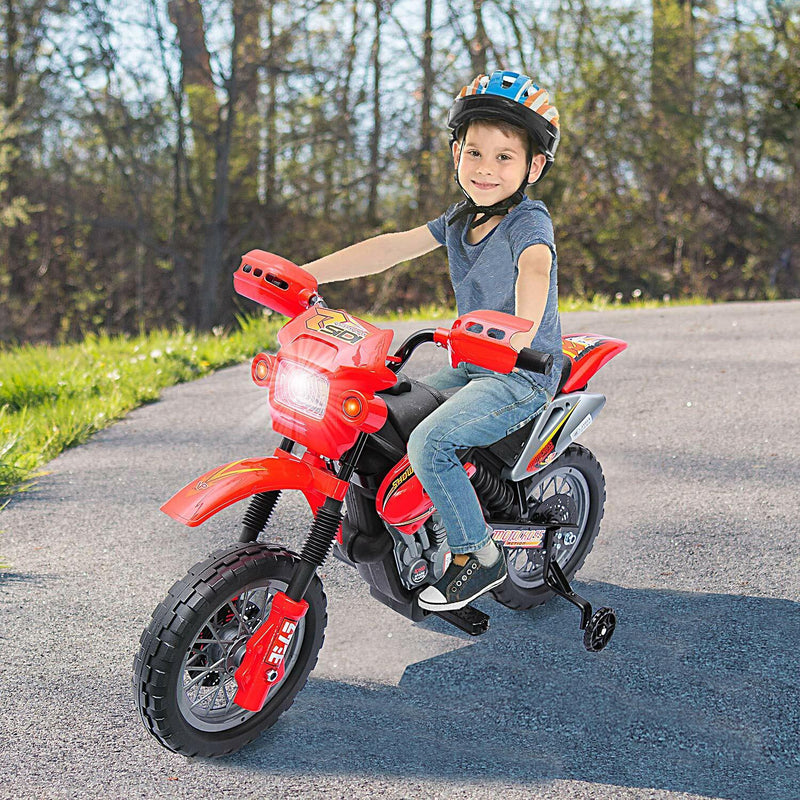 Load image into Gallery viewer, Qaba 6V Kids Electric Ride-On Motorcycle Dirt Bike with Trailer Toy
