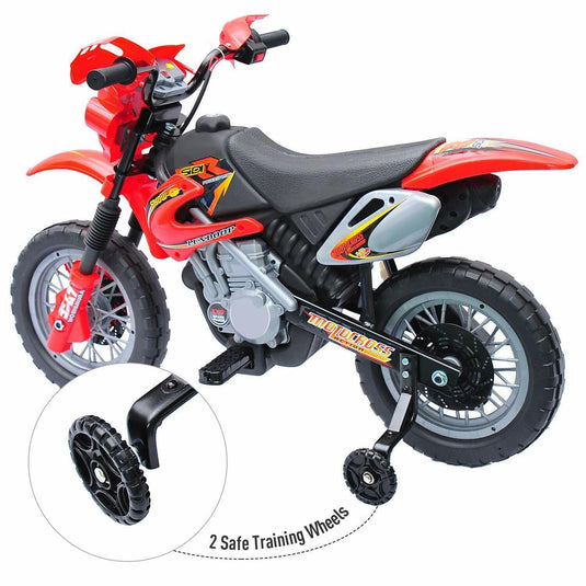 Qaba 6V Kids Electric Ride-On Motorcycle Dirt Bike with Trailer Toy