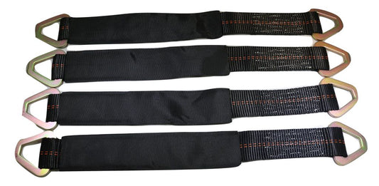 24 Inch Axle Straps Auto Car Hauler Tie Downs Tow Wrecker 4 PACK | BLACK