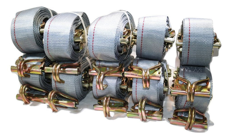 Load image into Gallery viewer, 2&quot; x 16 Ft Ratchet Strap w/ Spg E &amp; Wire Hk for E &amp; F-Tracks | 50 PACK
