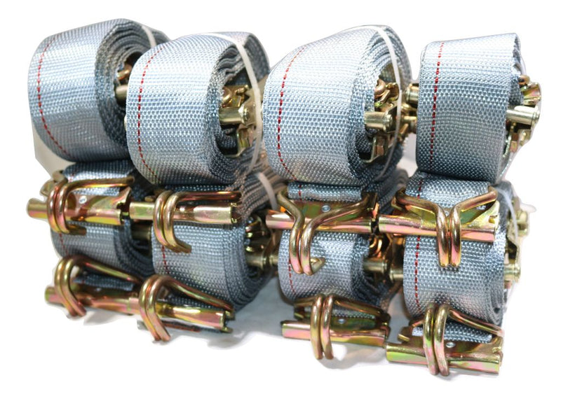 Load image into Gallery viewer, 2&quot; x 16 Ft Van Ratchet Straps E-Track w/ Spring E Fittings &amp; Wire J Hooks | 8 PACK
