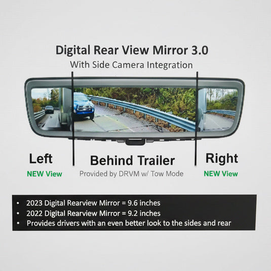 2023–2024 OEM 2500 / 3500 Digital Rear View Mirror 3.0 (Side Tow Cameras Enabled)