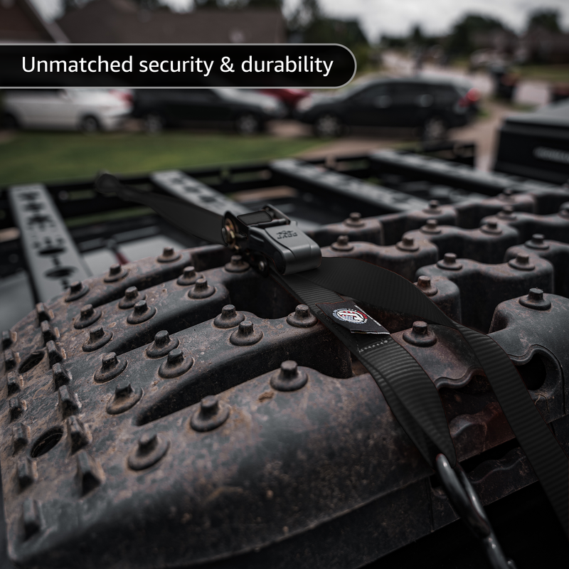 Load image into Gallery viewer, Tie Down Ratchet Straps (4 Pack) - 1 in x 15 ft | AAR Certified Break Strength (1,823 lbs) | Cargo Tie Down Set
