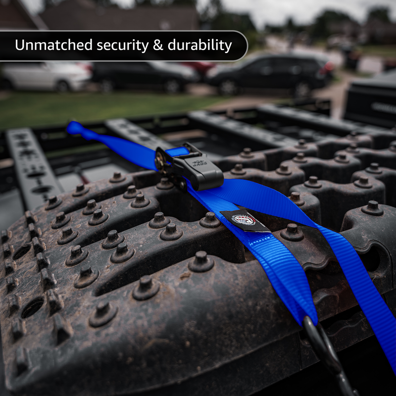 Load image into Gallery viewer, Tie Down Ratchet Straps (4 Pack) - 1 in x 15 ft | AAR Certified Break Strength (1,823 lbs) | Cargo Tie Down Set
