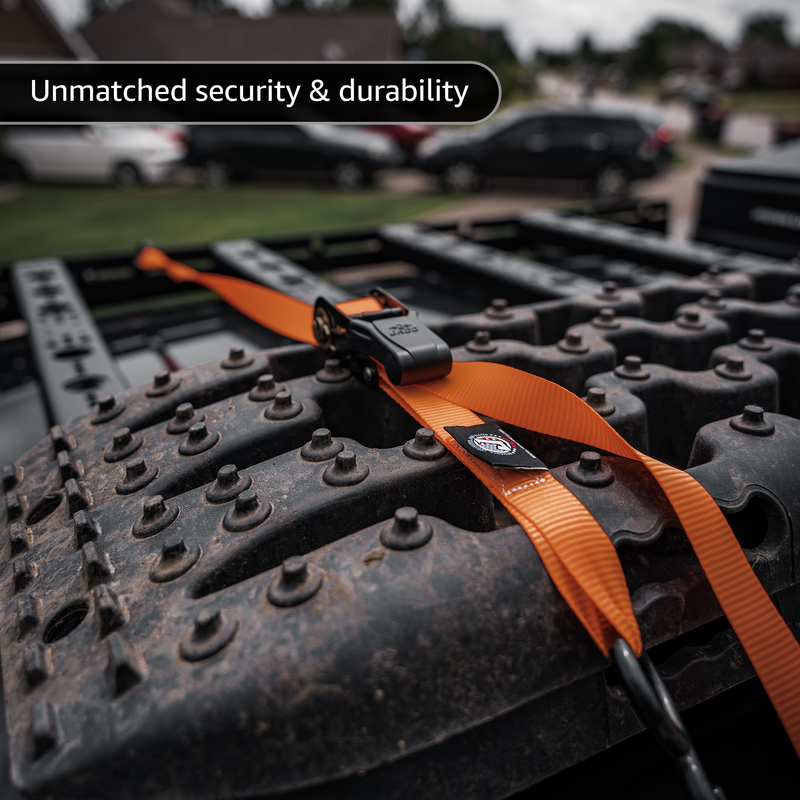 Load image into Gallery viewer, Tie Down Ratchet Straps (4 Pack) - 1 in x 15 ft | AAR Certified Break Strength (1,823 lbs) | Cargo Tie Down Set
