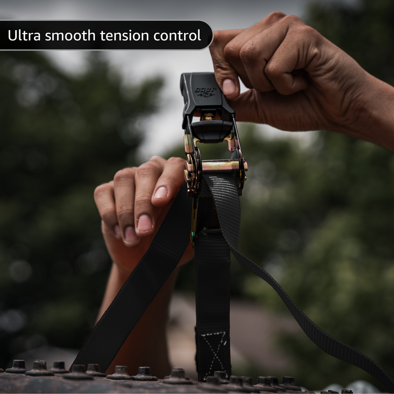 Load image into Gallery viewer, Tie Down Ratchet Straps (4 Pack) - 1 in x 15 ft | AAR Certified Break Strength (1,823 lbs) | Cargo Tie Down Set
