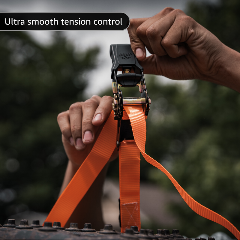 Load image into Gallery viewer, Tie Down Ratchet Straps (4 Pack) - 1 in x 15 ft | AAR Certified Break Strength (1,823 lbs) | Cargo Tie Down Set
