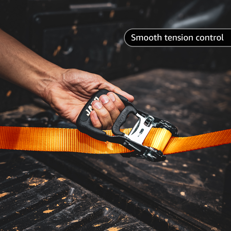 Load image into Gallery viewer, Heavy Duty Ratchet Tie Down Straps with Soft Loops (1.6&quot; x 8 ft) | AAR Certified Break Strength (5,208 lbs)
