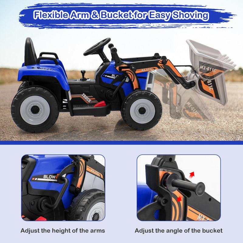 Load image into Gallery viewer, RC Electric Excavator Ride-On Toy Tractor for Kids with 2.4GHz Remote Control - 12V
