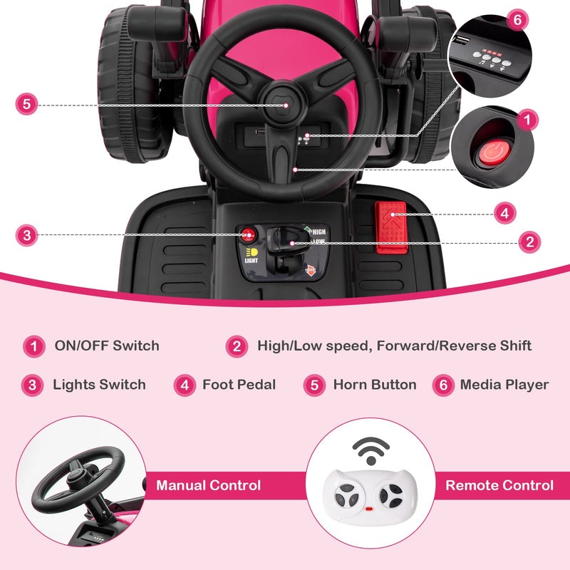 Load image into Gallery viewer, RC Electric Excavator Ride-On Toy Tractor for Kids with 2.4GHz Remote Control - 12V
