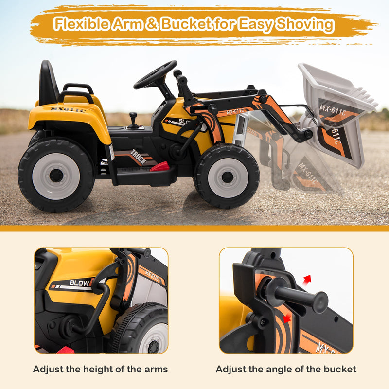 Load image into Gallery viewer, RC Electric Excavator Ride-On Toy Tractor for Kids with 2.4GHz Remote Control - 12V
