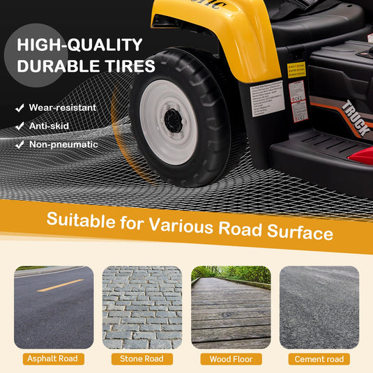 RC Electric Excavator Ride-On Toy Tractor for Kids with 2.4GHz Remote Control - 12V