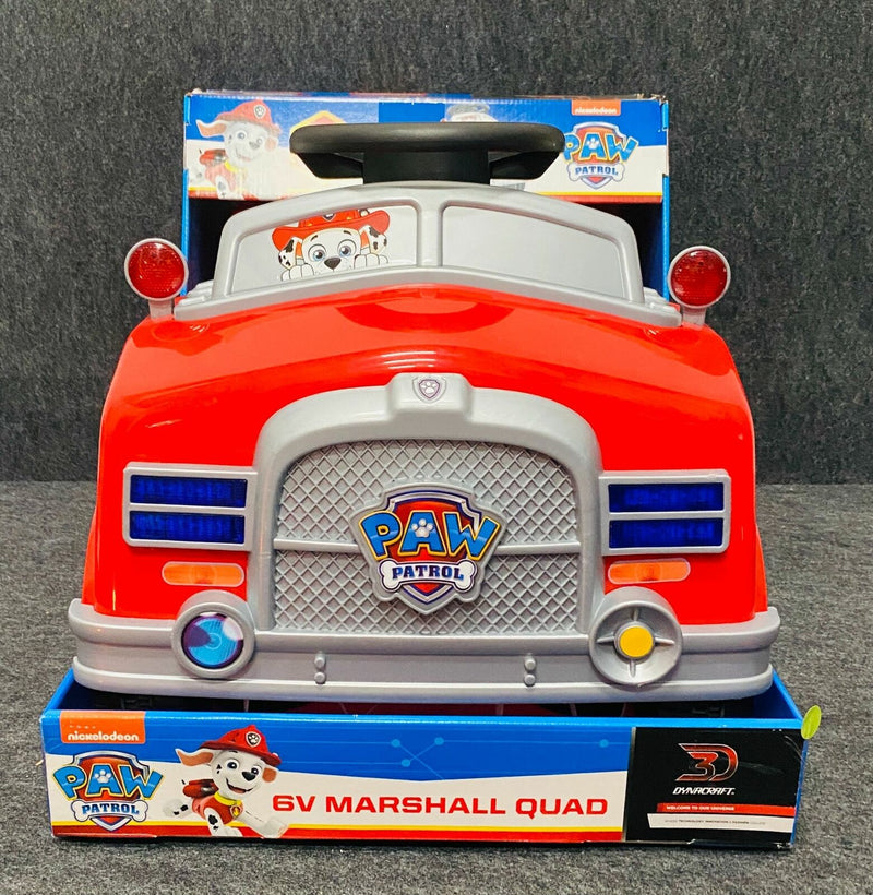 Load image into Gallery viewer, Realistic Firetruck Sounds 6 Volt Marshall Quad Ride On for Kids by Dynacra
