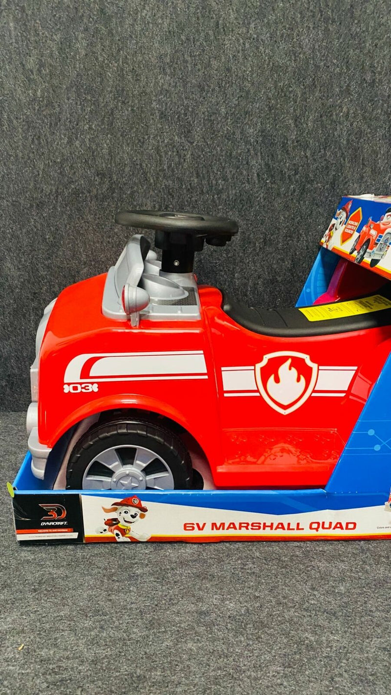 Load image into Gallery viewer, Realistic Firetruck Sounds 6 Volt Marshall Quad Ride On for Kids by Dynacra
