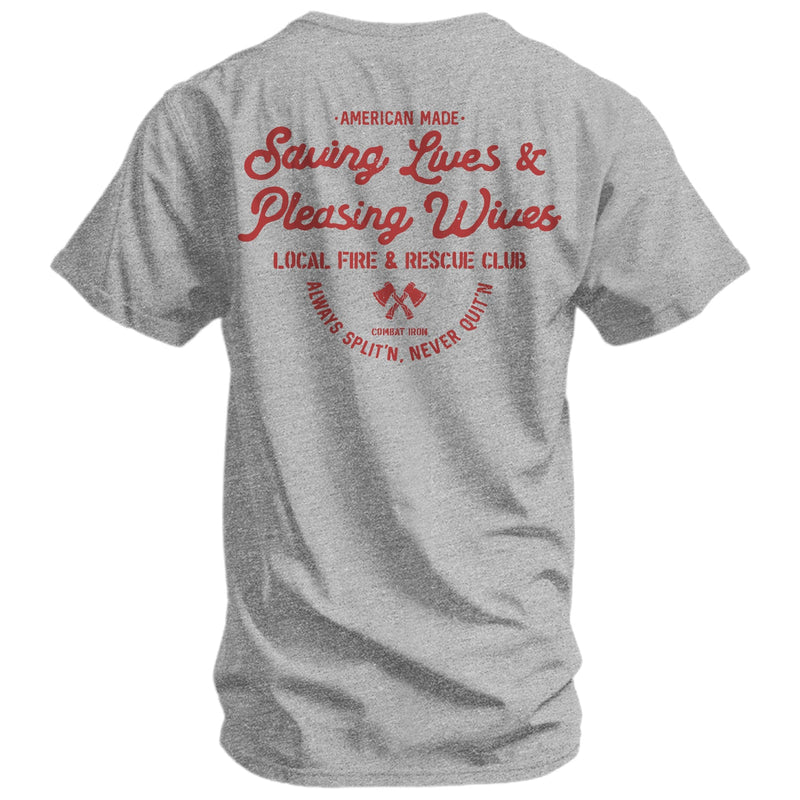Load image into Gallery viewer, Saving Lives &amp; Pleasing Wives Fire &amp; Rescue Club Men&#39;s T-Shirt
